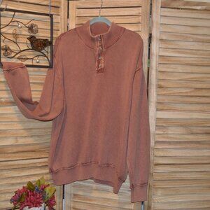 Cabela's 2XL Terra Cotta Cotton L/S Sweater Ribbed Detail Mock Turtleneck